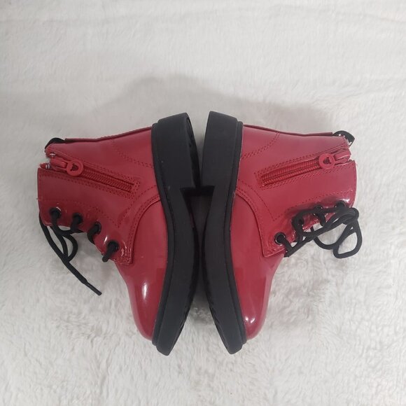 Ovekos Red PU Leath Patent Lace Up Combat Boot NO Size See Measurments - Picture 7 of 14
